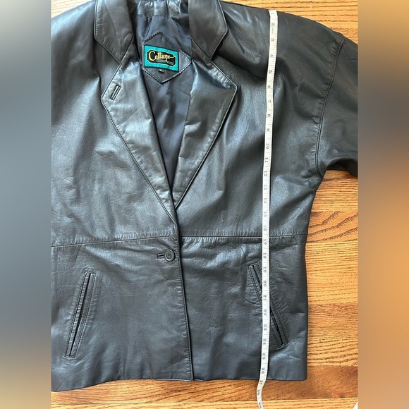 Vintage Calliope Black Leather Single Button Jacket with Pockets, Size S - Picture 3 of 7